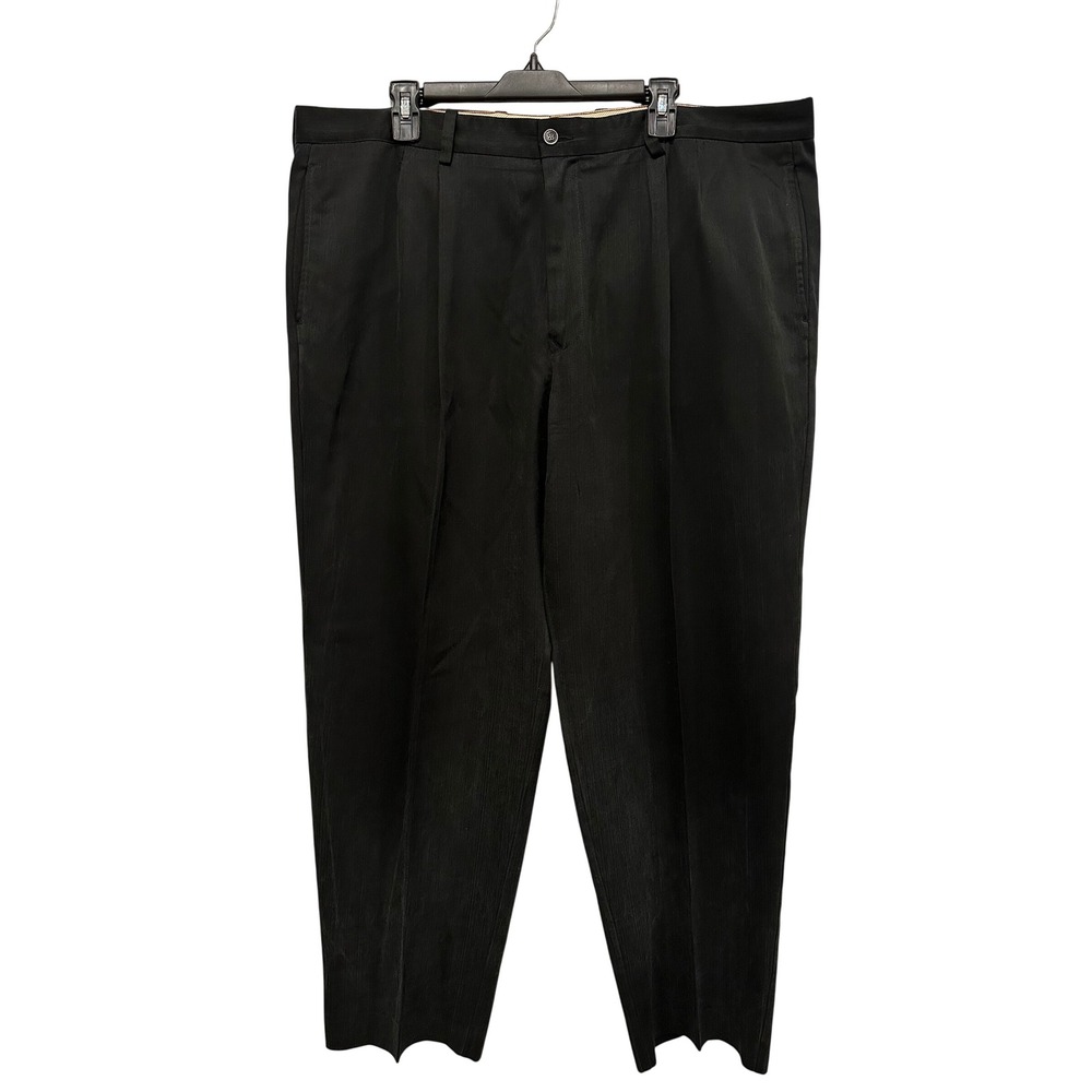 Tommy Bahama Mens 42x30 Black Silk Bamboo Herringbone Pleated Dress Pants